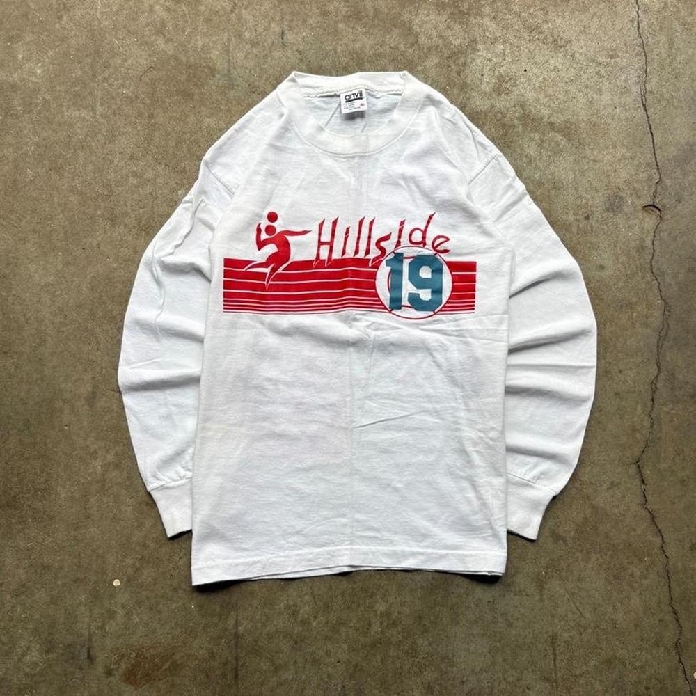 Vintage 90s single stitch Hillside volleyball white long sleeve shirt mens small